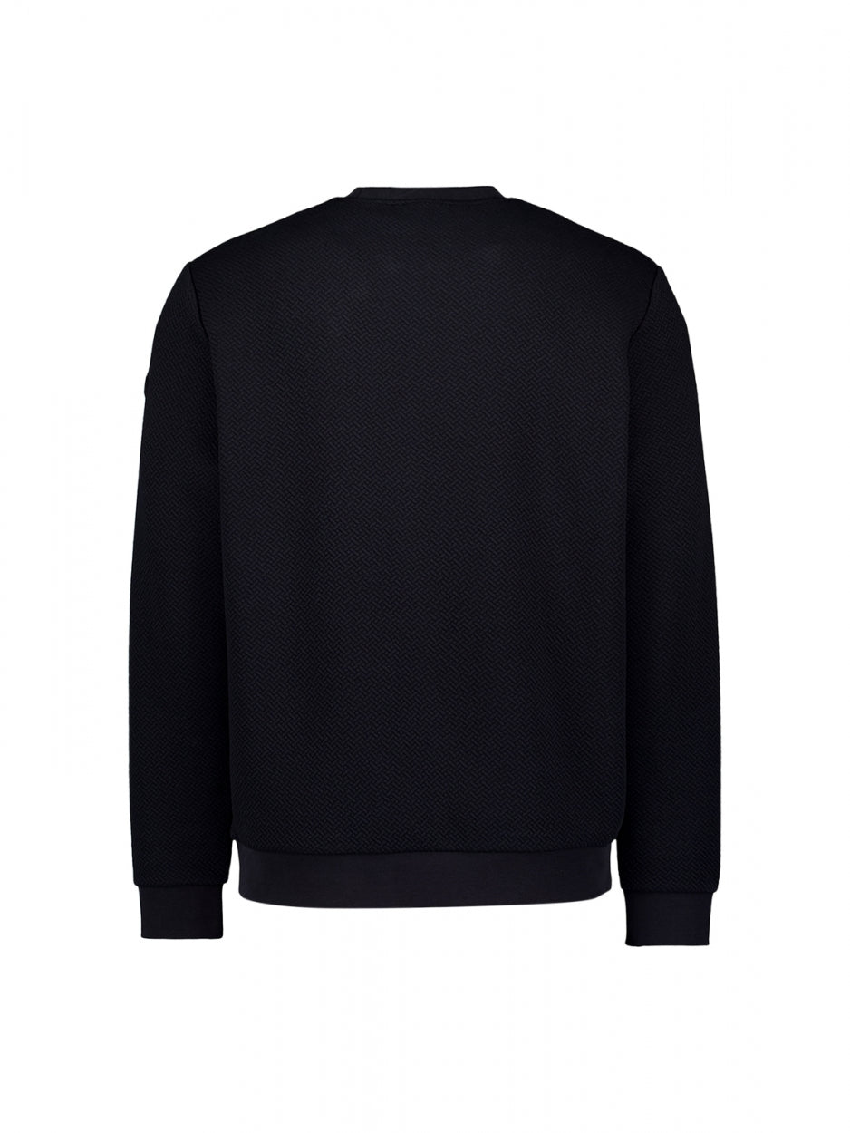 Sweater Crewneck Double Layer Jacquard Stretch | Black