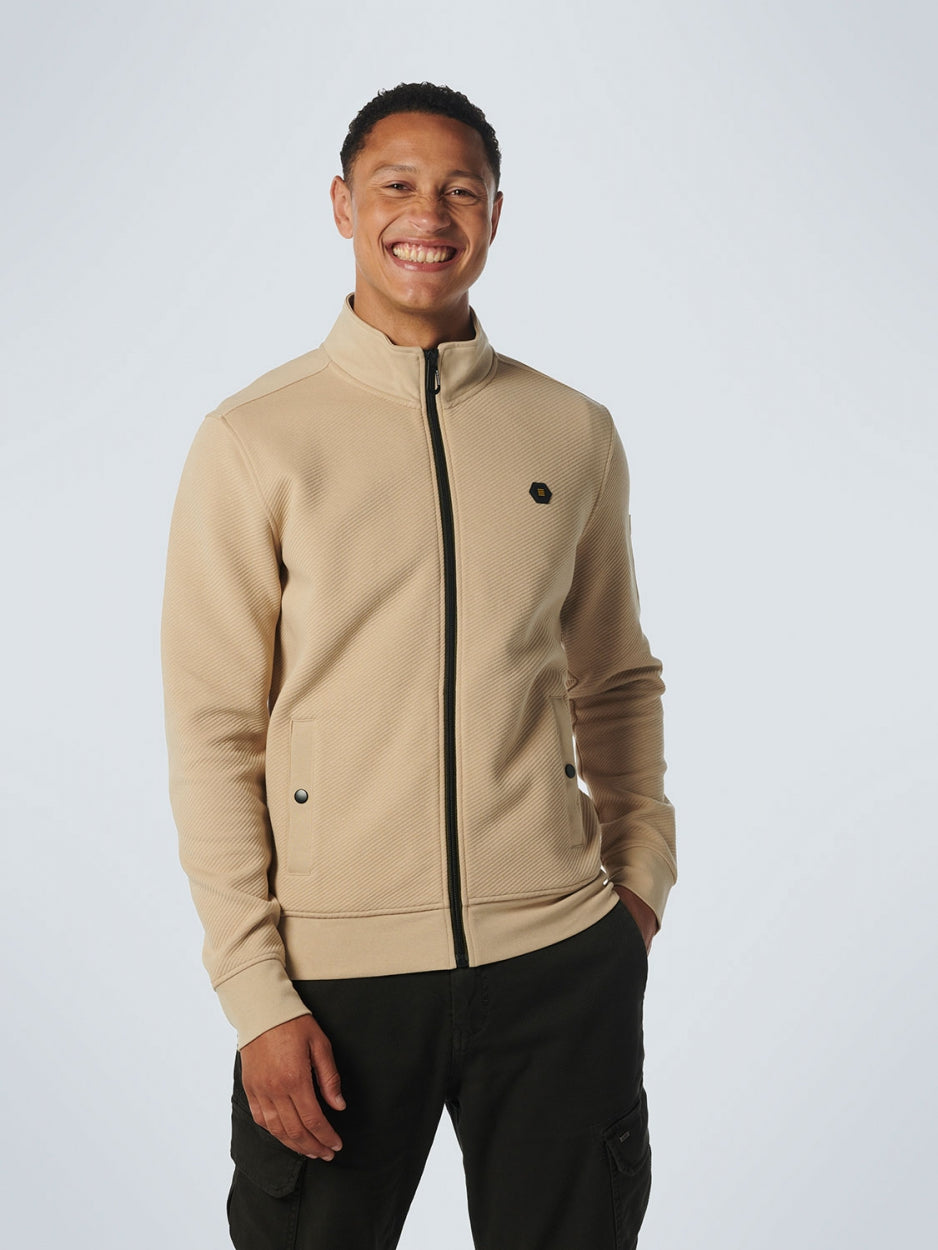 Sweater Full Zipper Double Layer Jacquard Stretch | Stone
