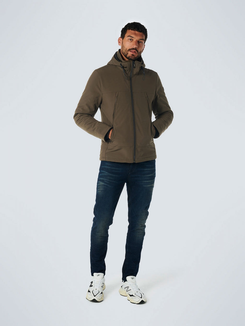 Jacket Short Fit Hooded Softshell Stretch | Desert