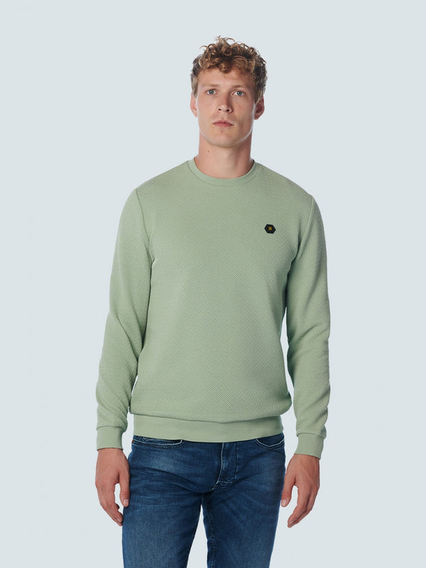 Sweater Crewneck Double Layer Jacquard Stretch | Light Seagreen
