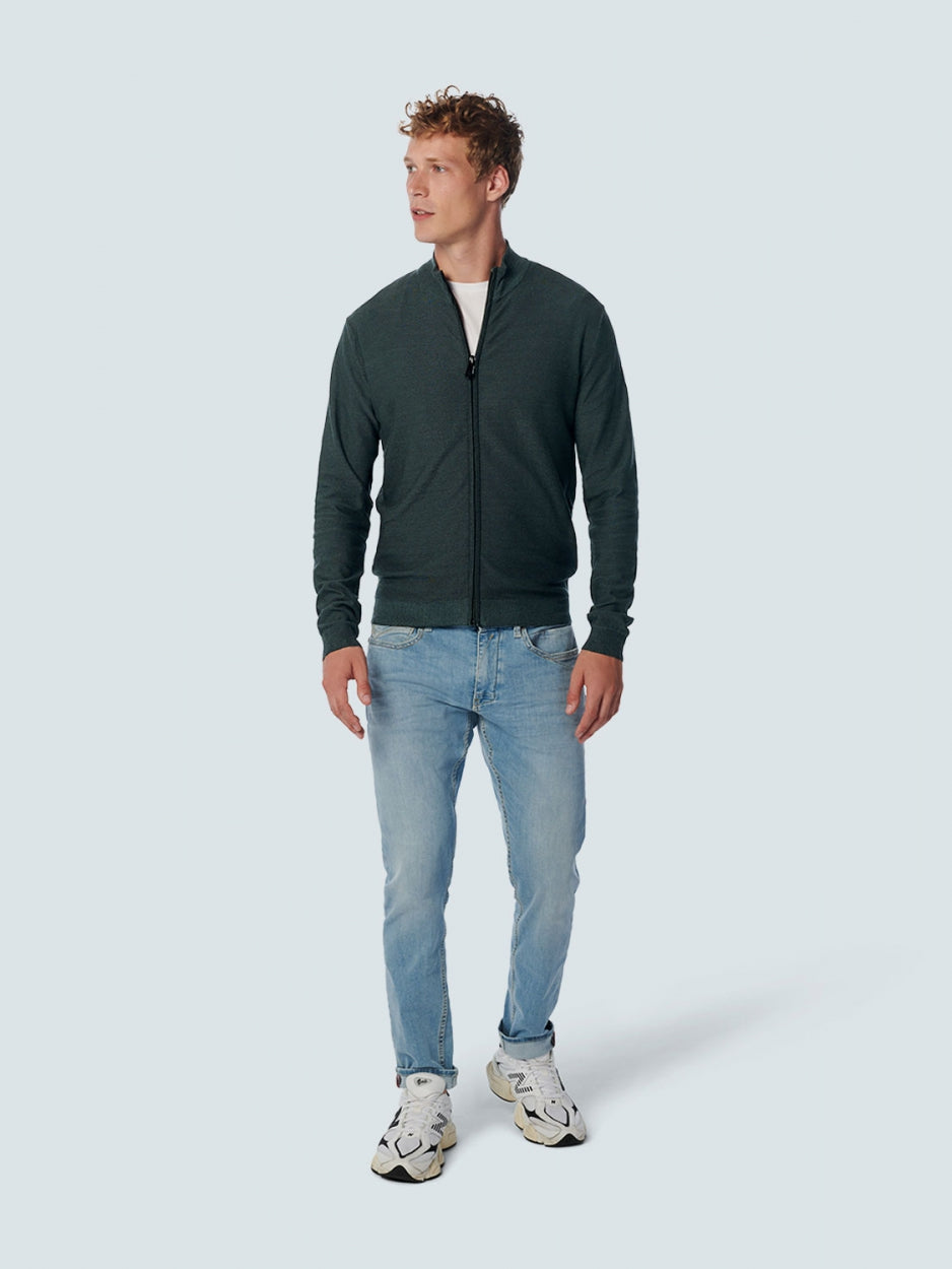 Cardigan 2 Coloured Jacquard | Steel