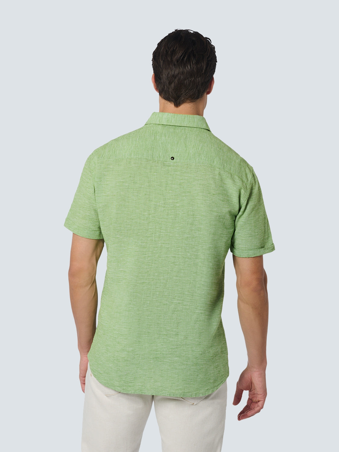 Shirt Short Sleeve 2 Coloured Melange With Linen | Green