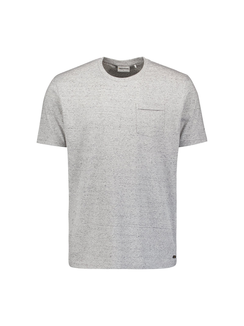 Charming Melange T-shirt with Subtle Chest Pocket | White