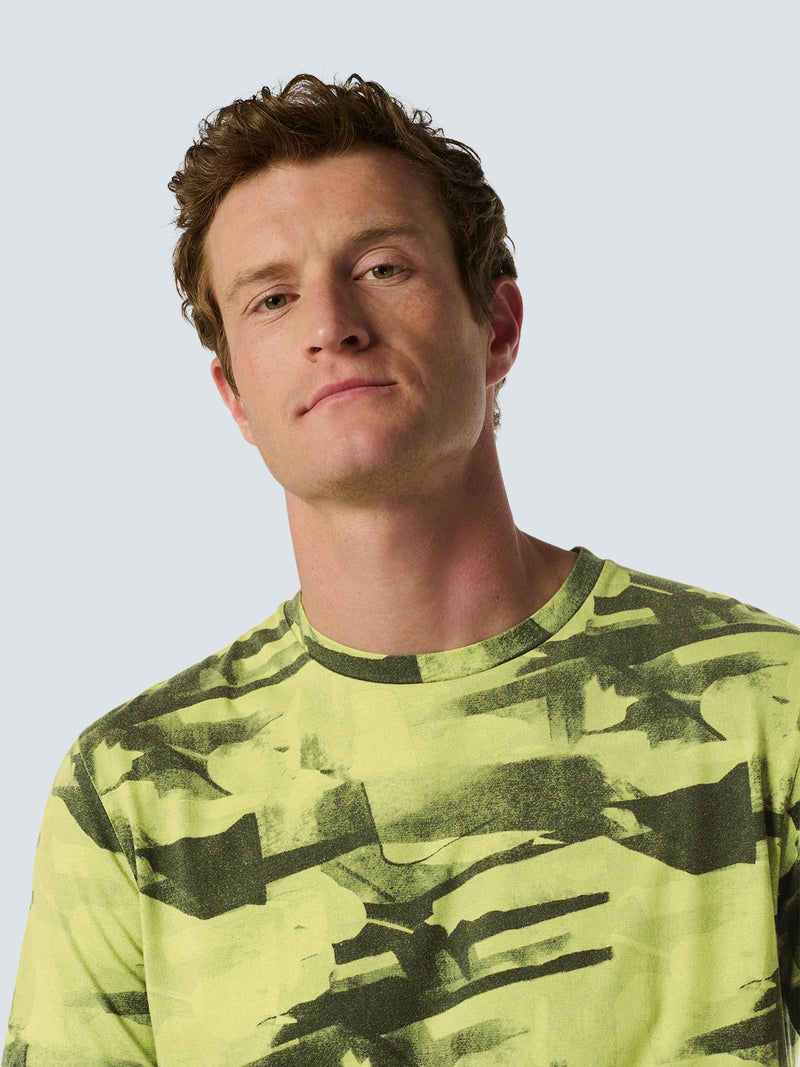 Dynamic T-shirt with Abstract Camouflage Print | Lime