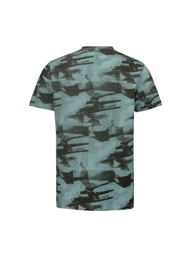 Dynamic T-shirt with Abstract Camouflage Print | Sky