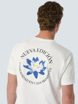 T-shirt with Lotus Flower Design - Comfort and Elegant Style | White
