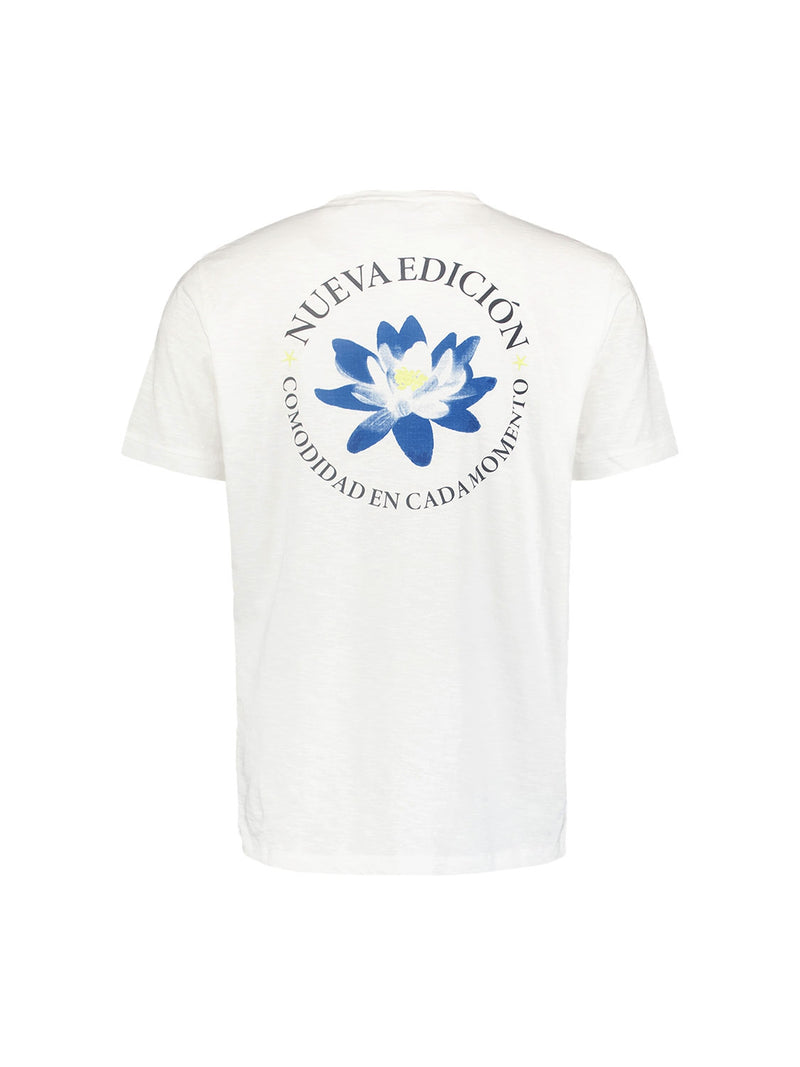 T-shirt with Lotus Flower Design - Comfort and Elegant Style | White