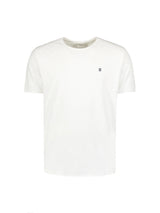 Round Neck T-Shirt with Rolled Sleeve Cuffs and Subtle Logo Print | White