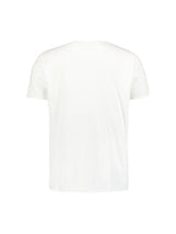 Round Neck T-Shirt with Rolled Sleeve Cuffs and Subtle Logo Print | White