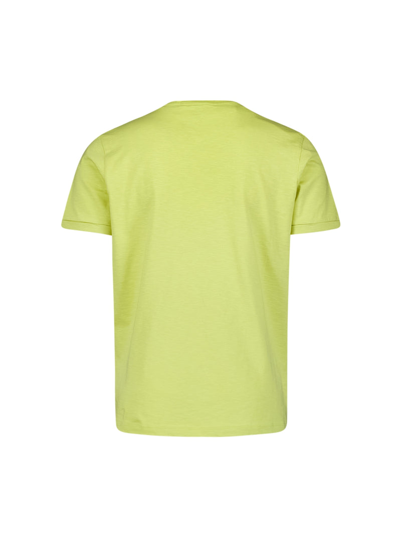 Round Neck T-Shirt with Rolled Sleeve Cuffs and Subtle Logo Print | Lime