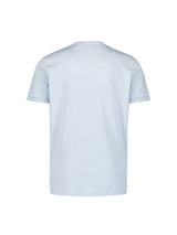 Round Neck T-Shirt with Rolled Sleeve Cuffs and Subtle Logo Print | Sky