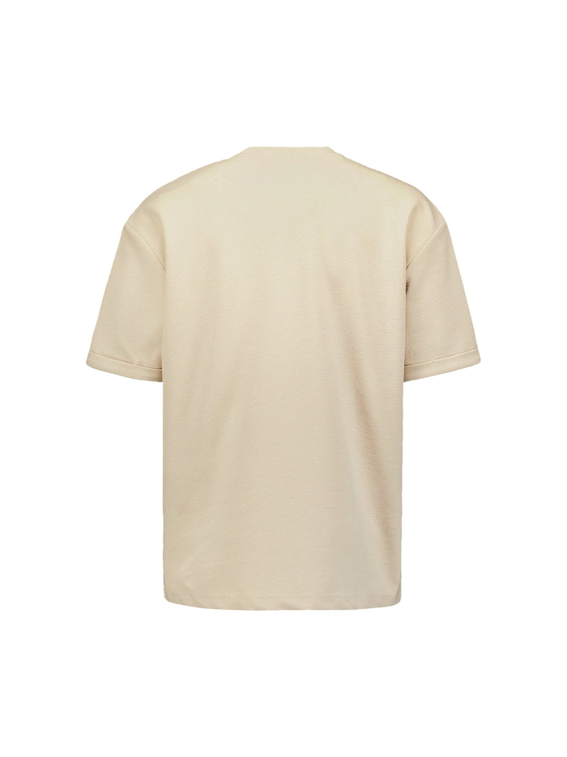 Relaxed Jacquard T-shirt with Round Neck | Cement