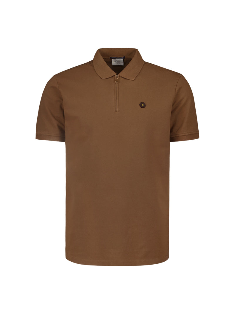 Sleek Polo Shirt with Stretch and Minimalist Design | Brown