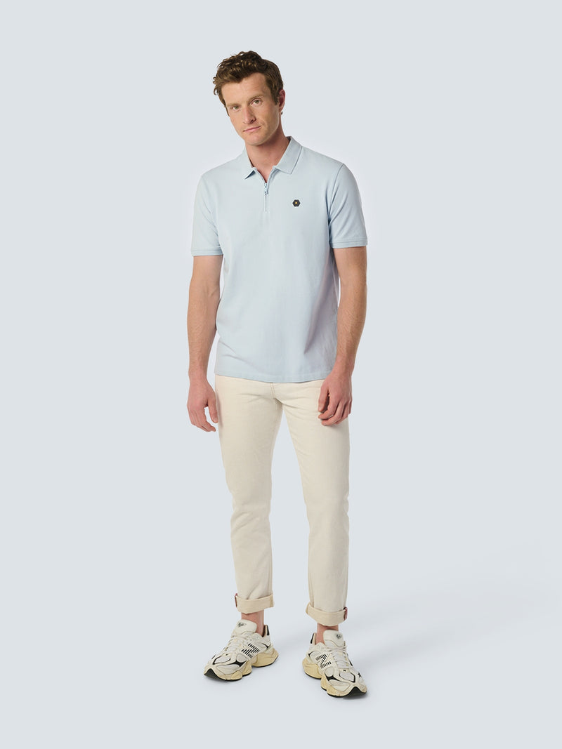 Sleek Polo Shirt with Stretch and Minimalist Design | Sky