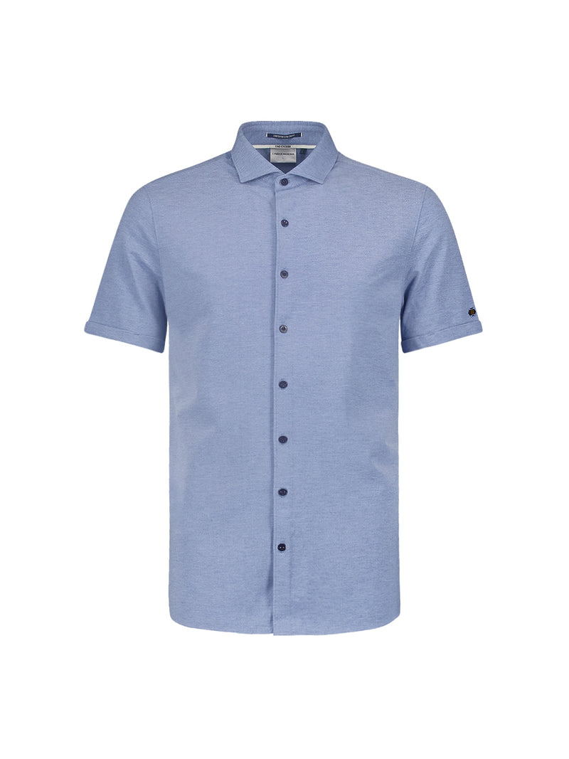 Jersey Shirt with Melange Texture - Timeless Style for Every Occasion | Cobalt