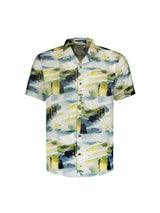 Short Sleeve Shirt with Resort Collar and Artistic Print | Cement