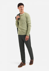 Melange wool jumper | Light Moss