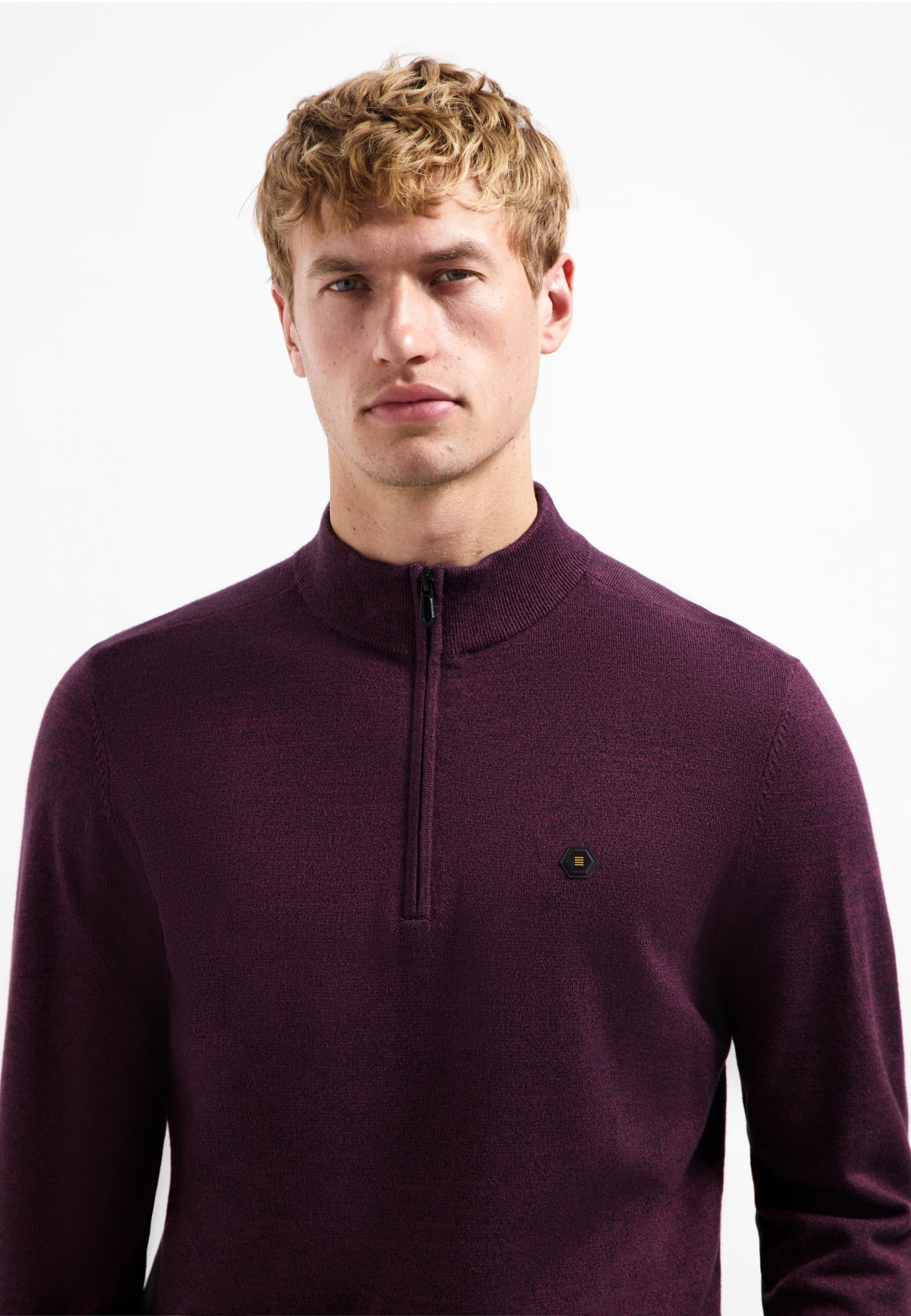 Half-zip melange jumper | Dark Wine
