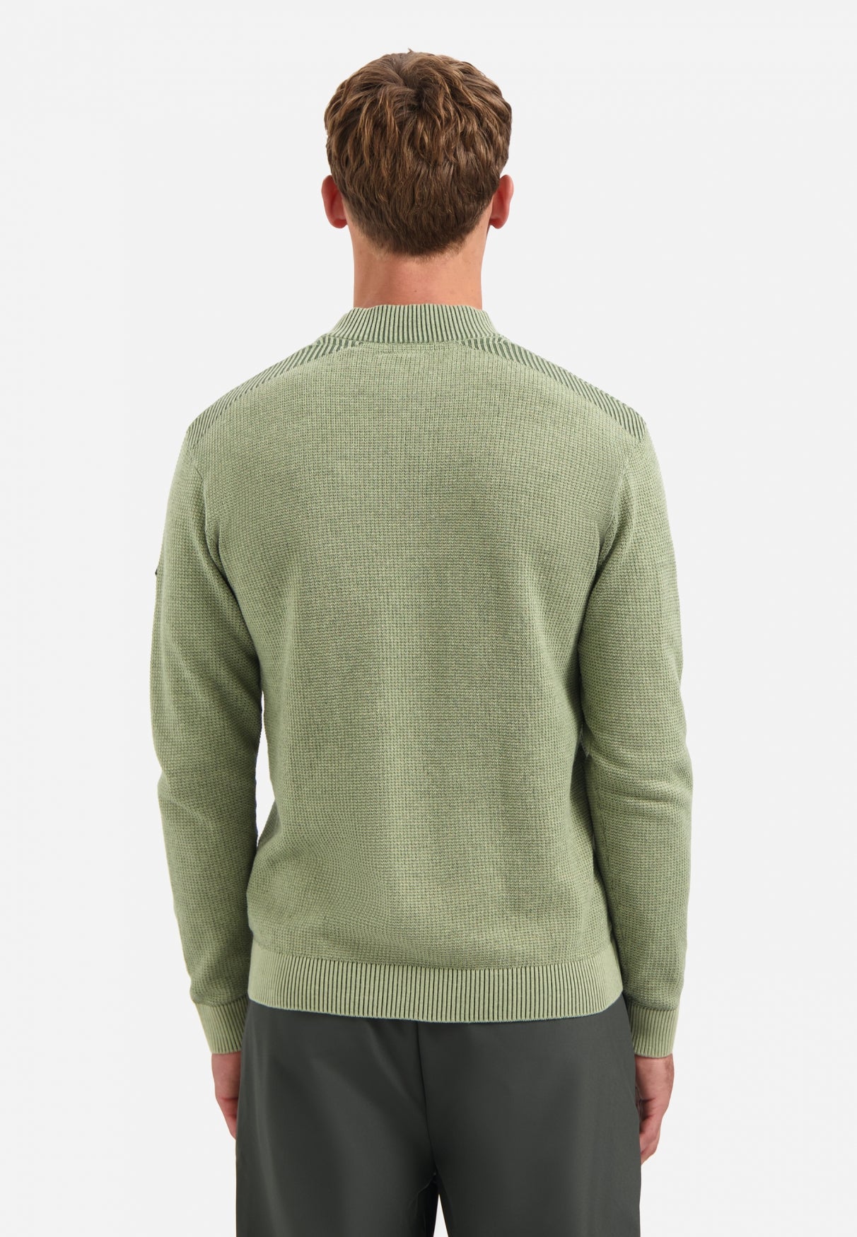 Textured half-zip jumper | Light Moss