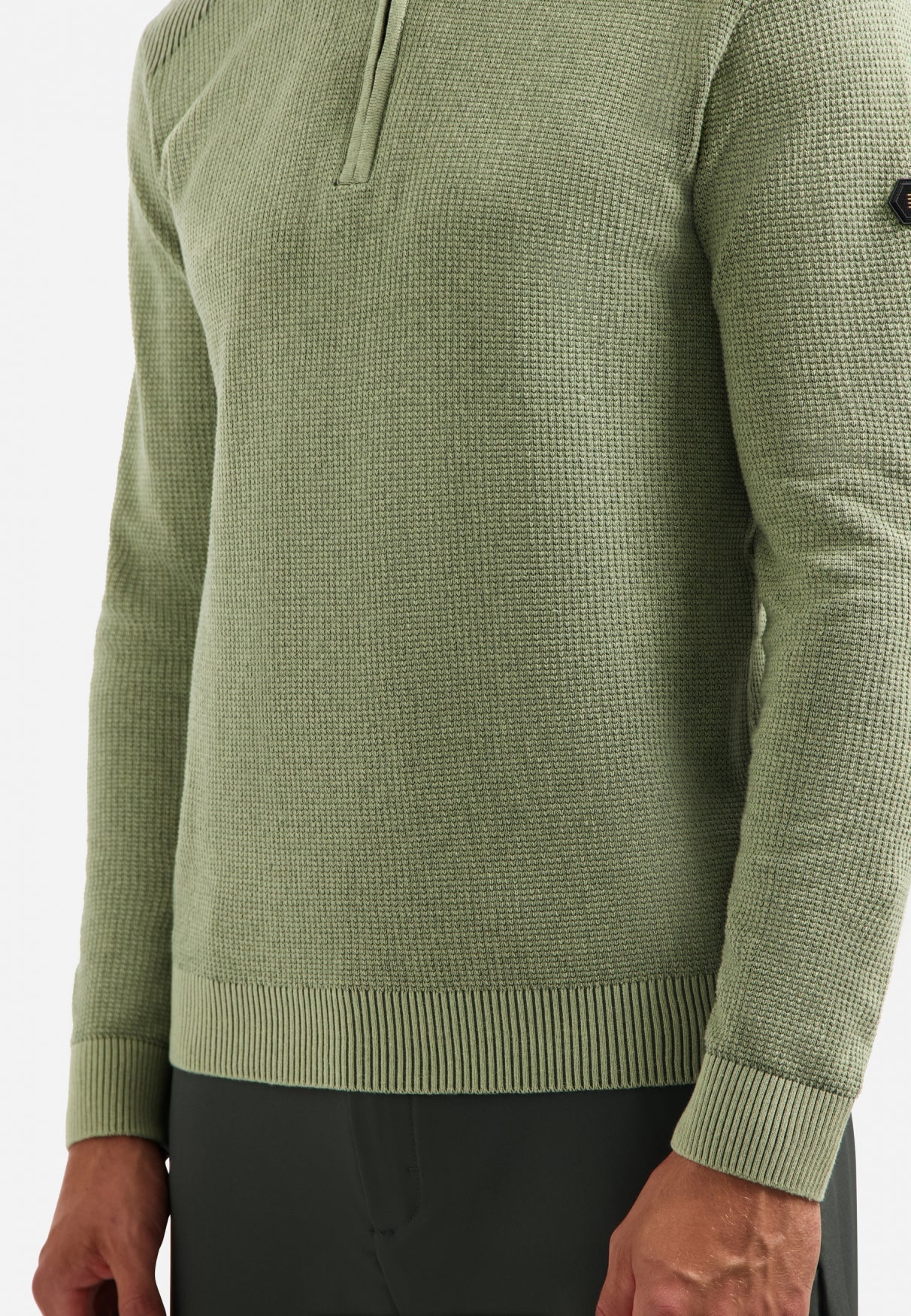 Textured half-zip jumper | Light Moss