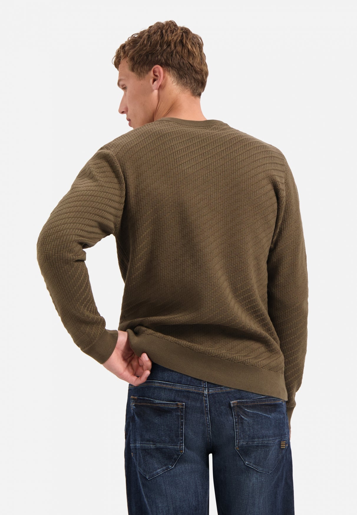 Diagonal knit jumper | Taupe