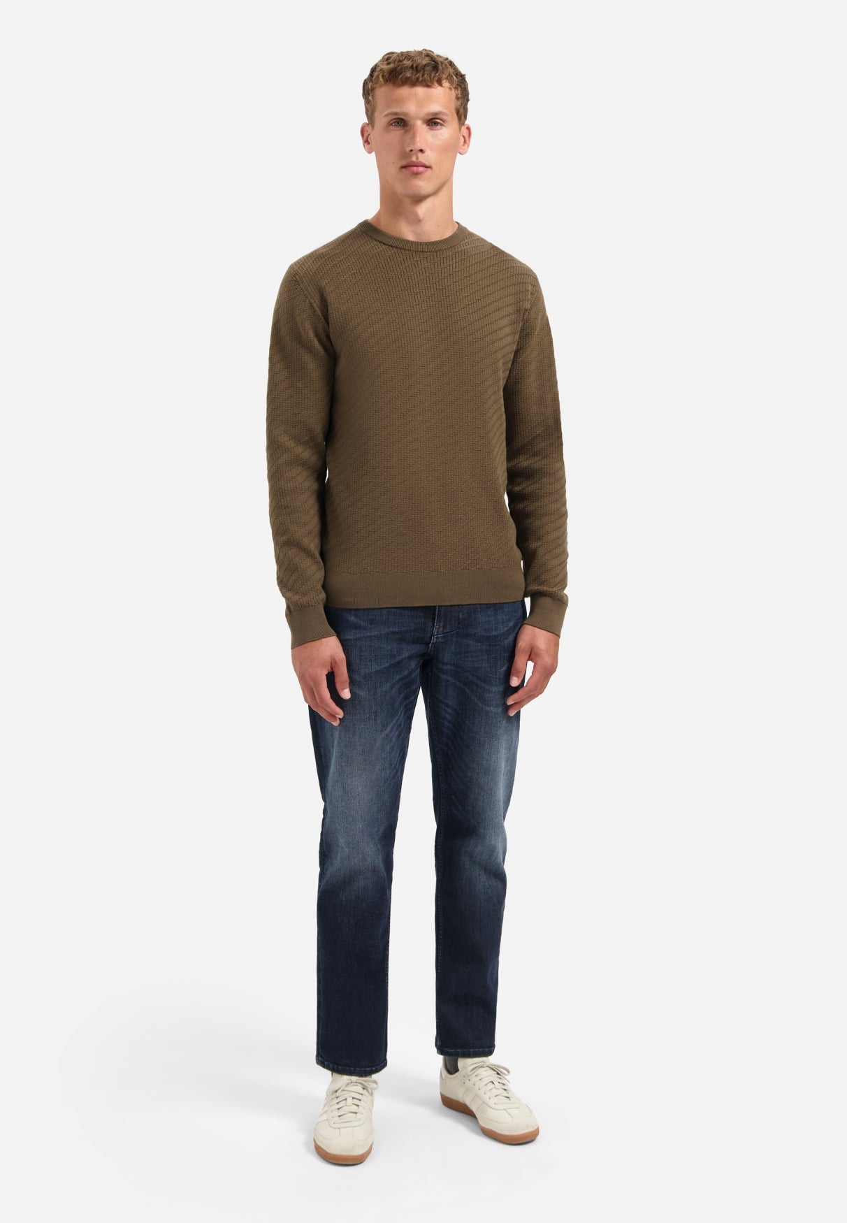 Diagonal knit jumper | Taupe