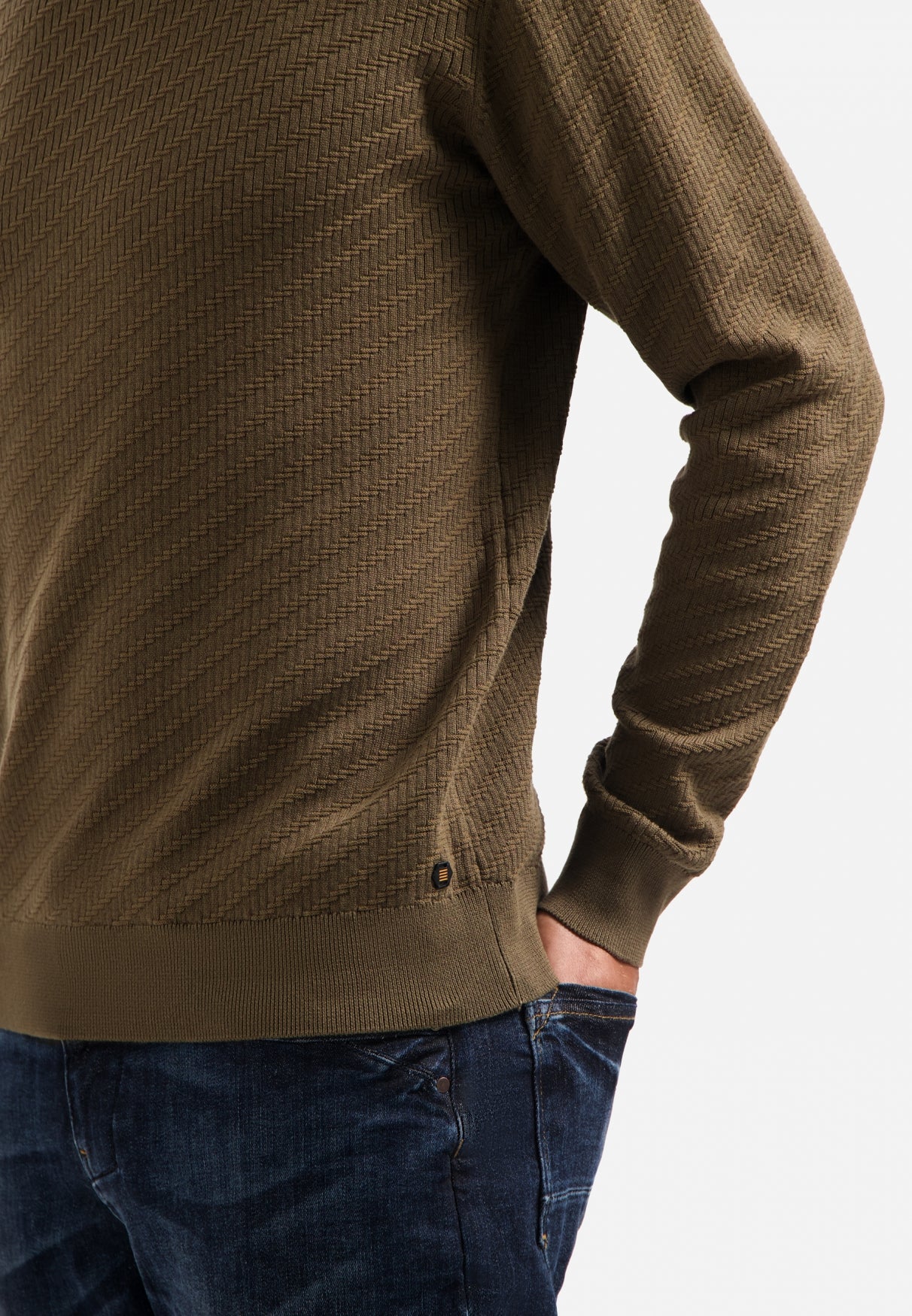 Diagonal knit jumper | Taupe