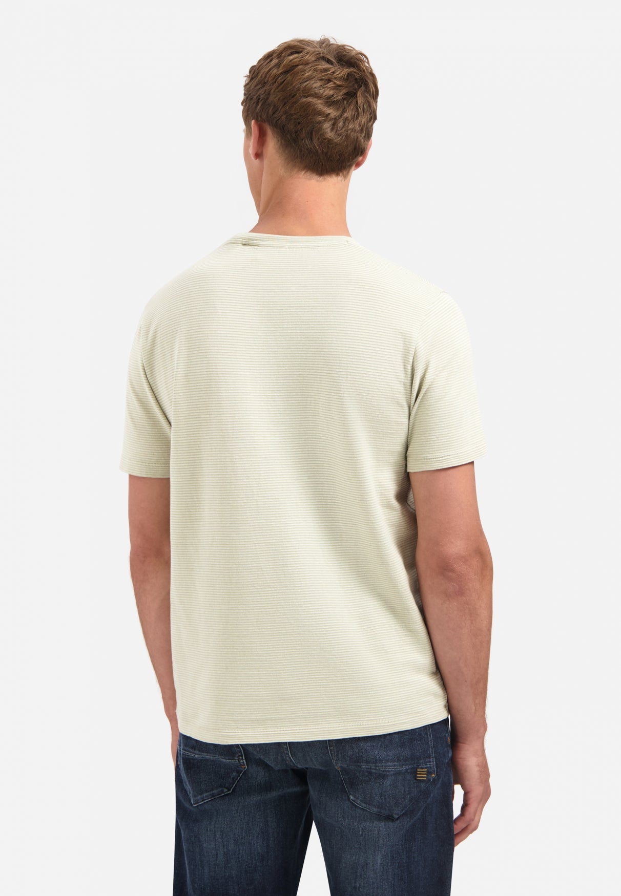 Striped melange T-shirt | Light Moss
