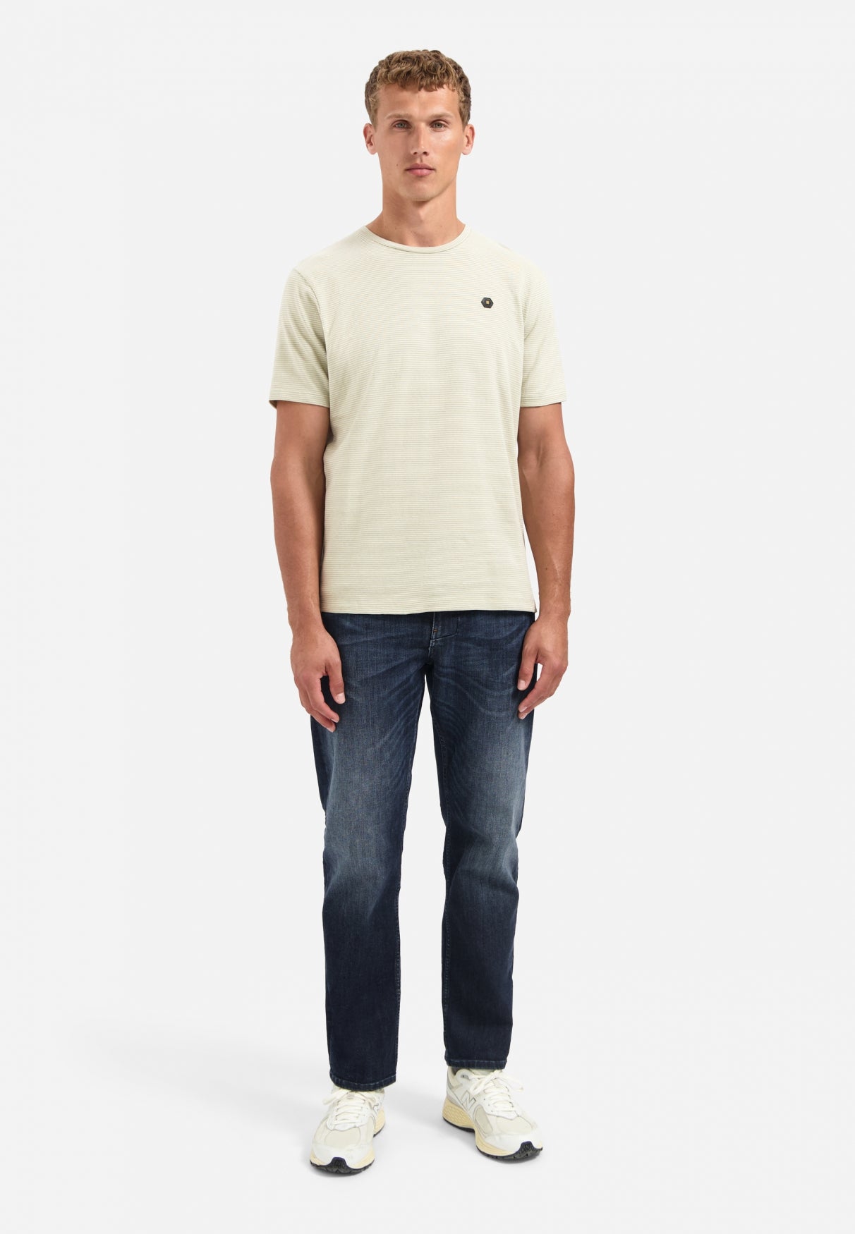 Striped melange T-shirt | Light Moss