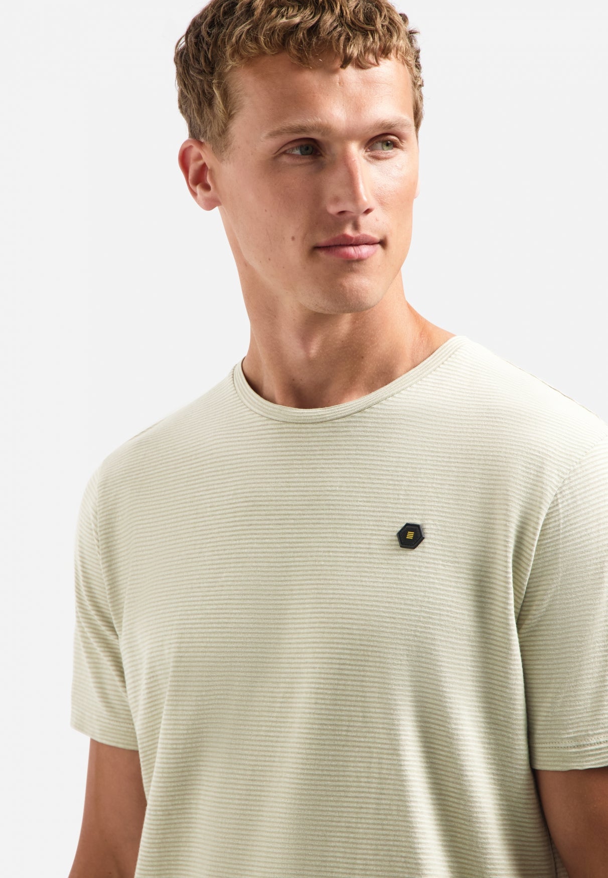 Striped melange T-shirt | Light Moss