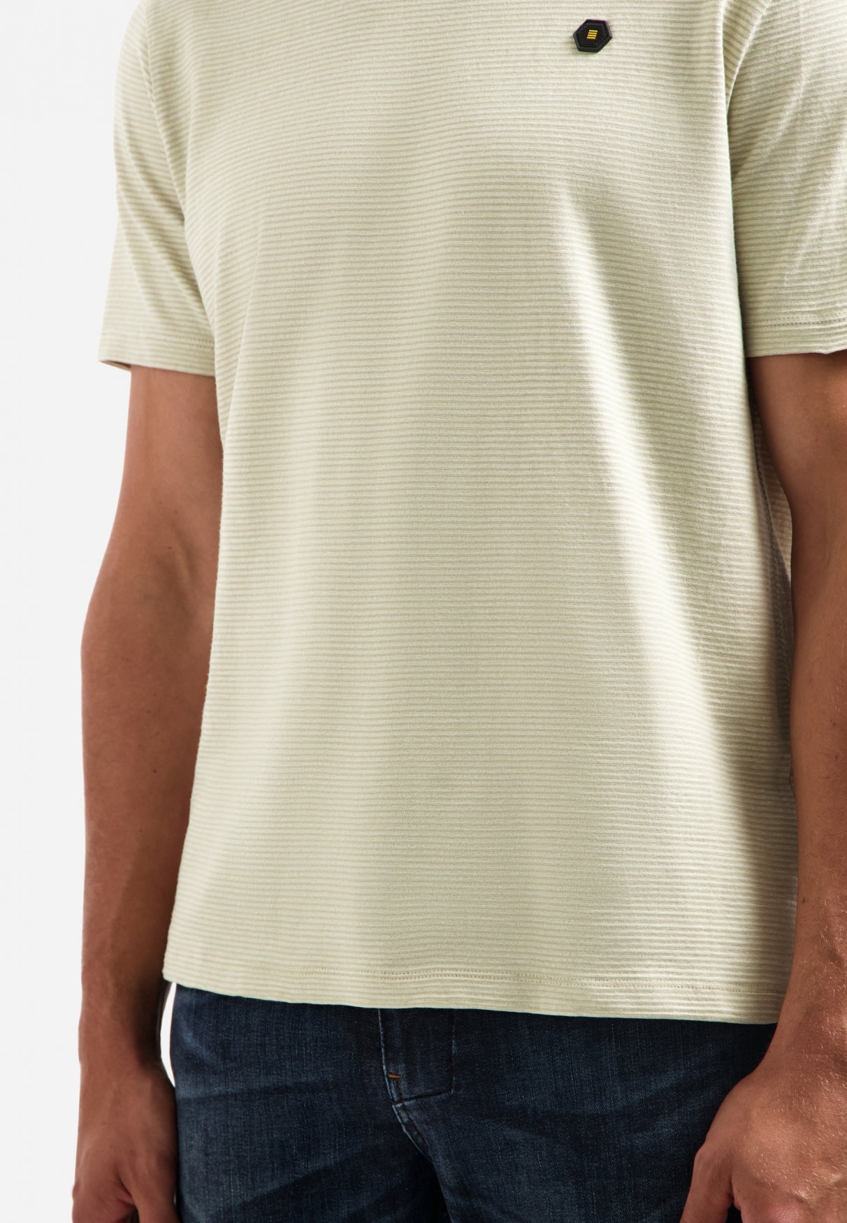 Striped melange T-shirt | Light Moss