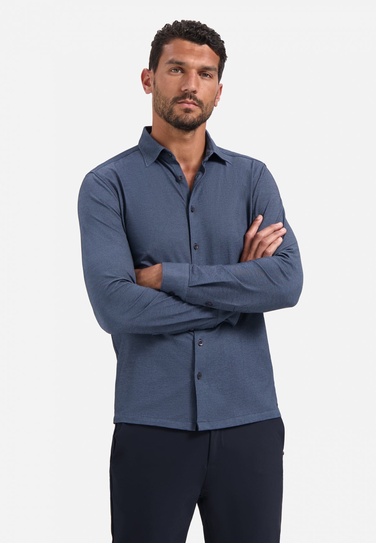 Melange jersey shirt | Washed Blue