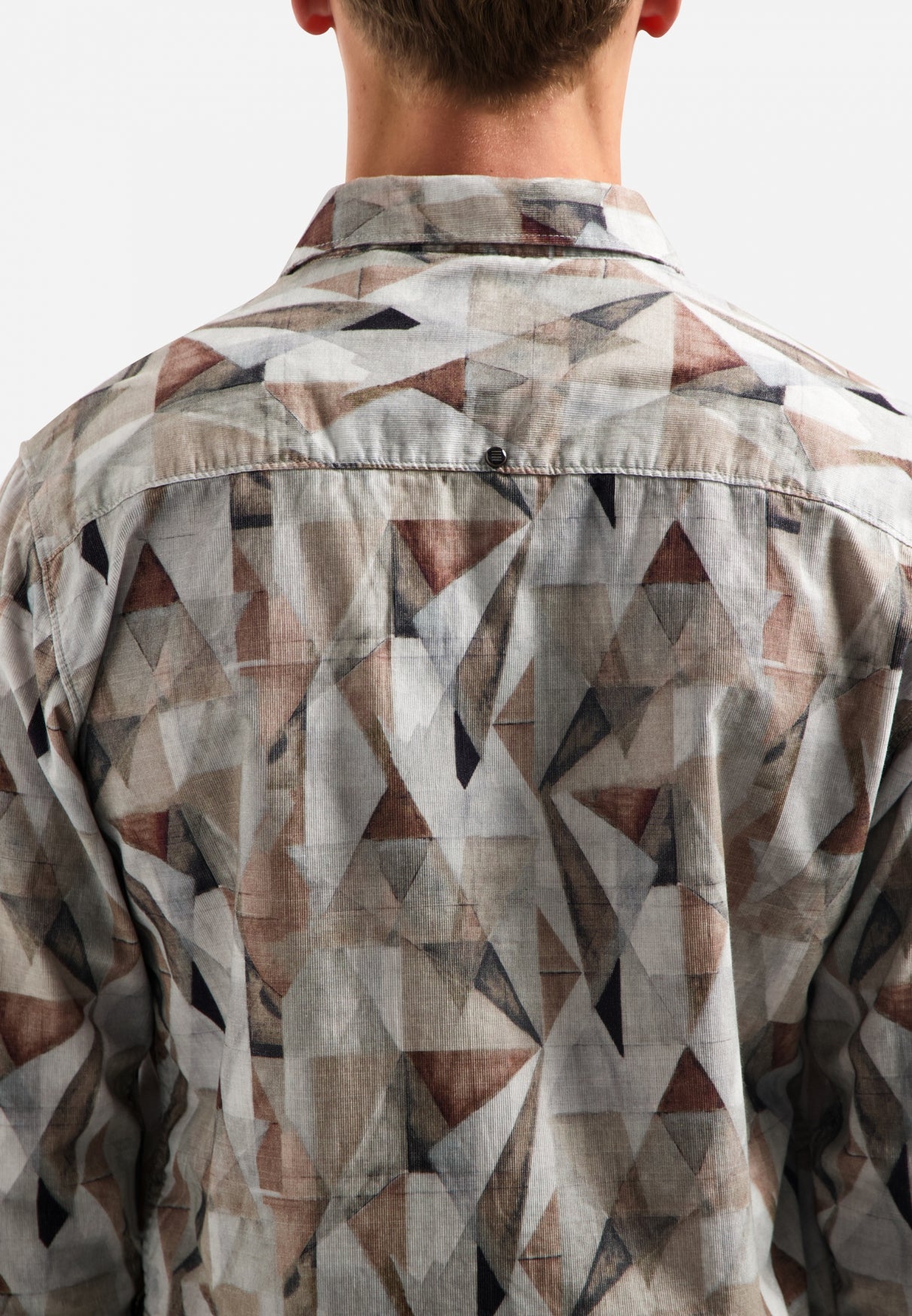 Printed stretch shirt | Taupe