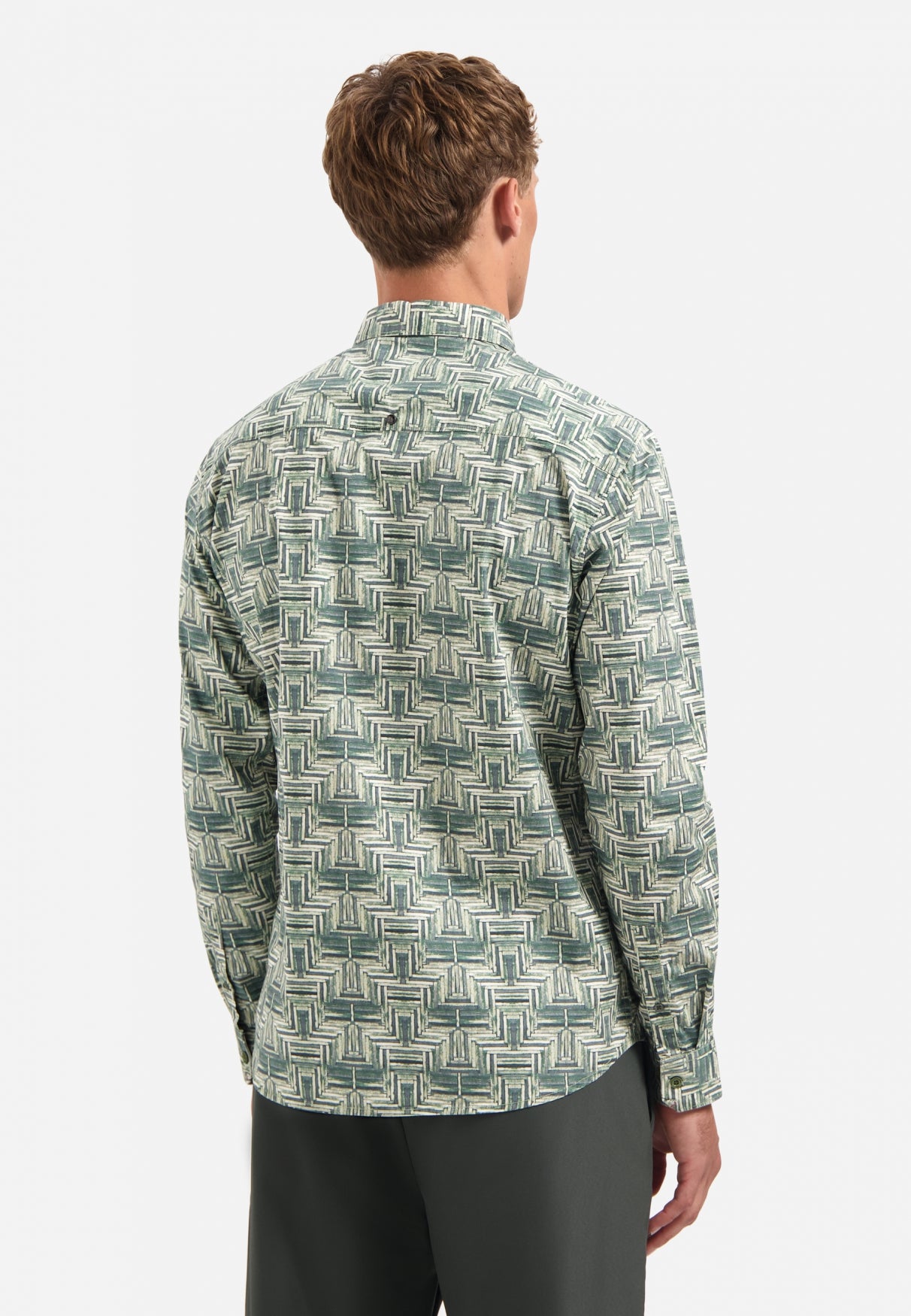 Printed stretch shirt | Dark Green