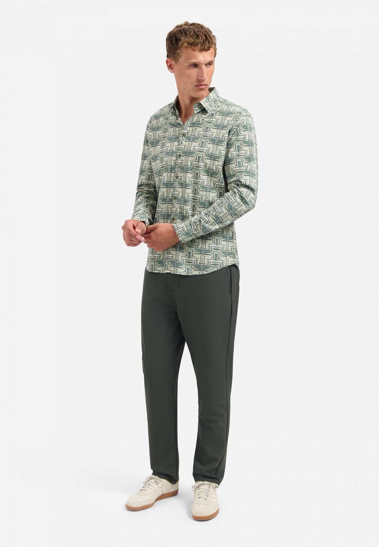 Printed stretch shirt | Dark Green