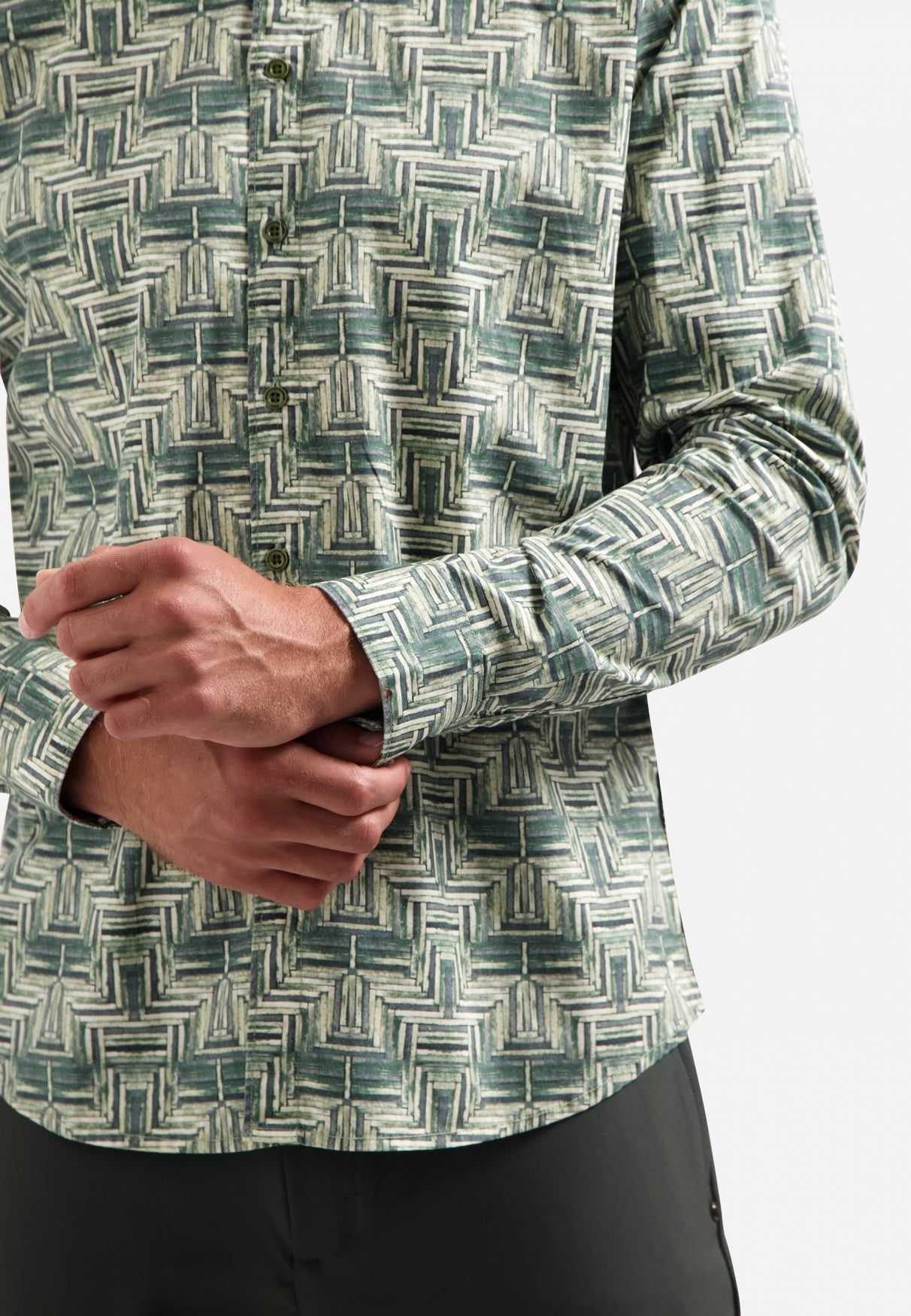 Printed stretch shirt | Dark Green