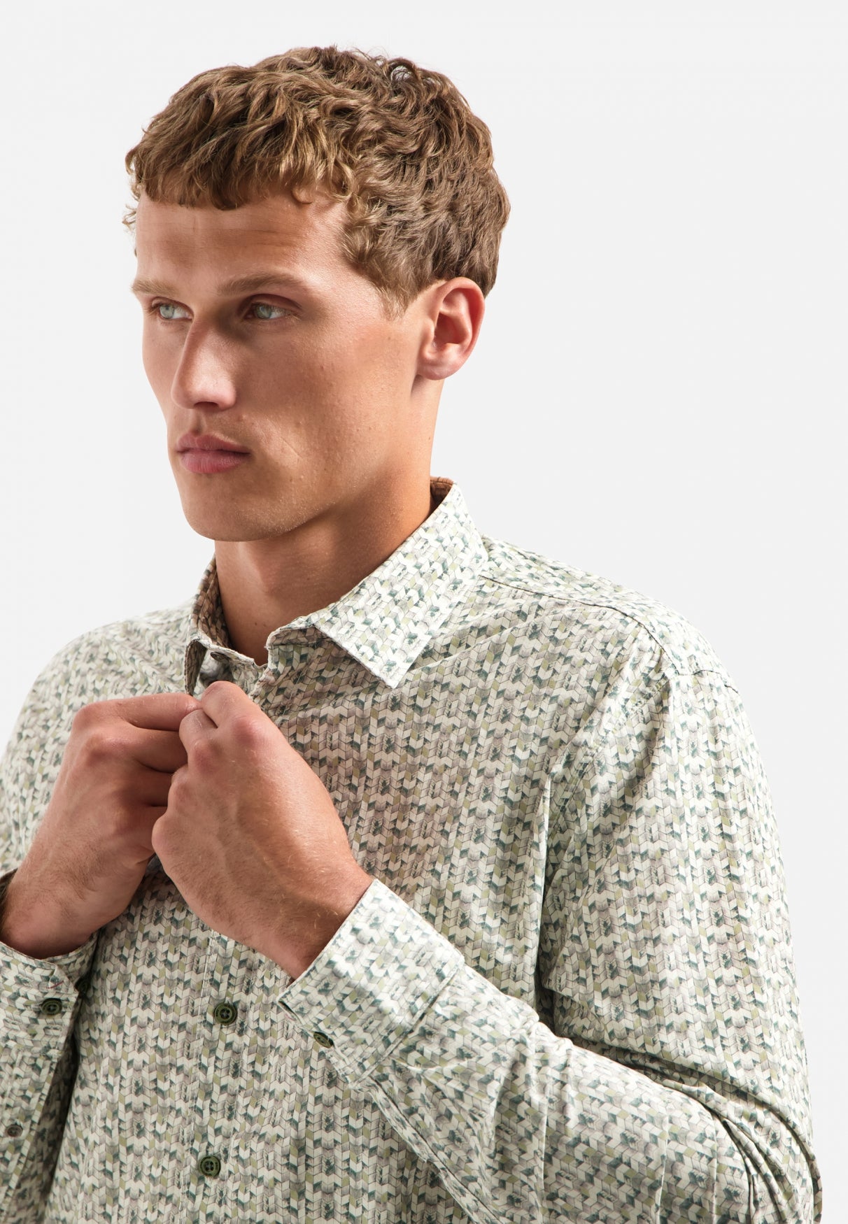 Printed stretch shirt | Dark Green