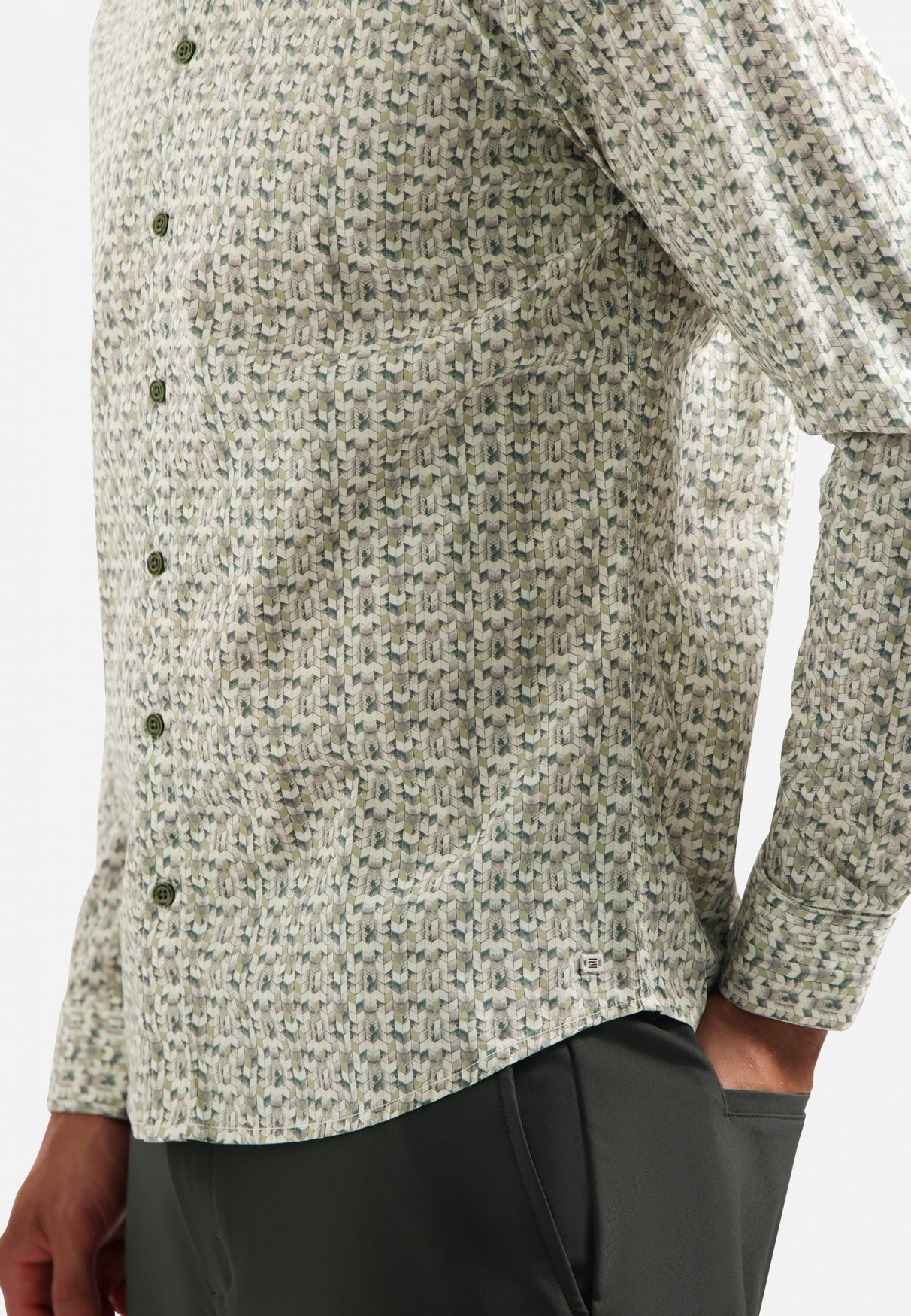 Printed stretch shirt | Dark Green