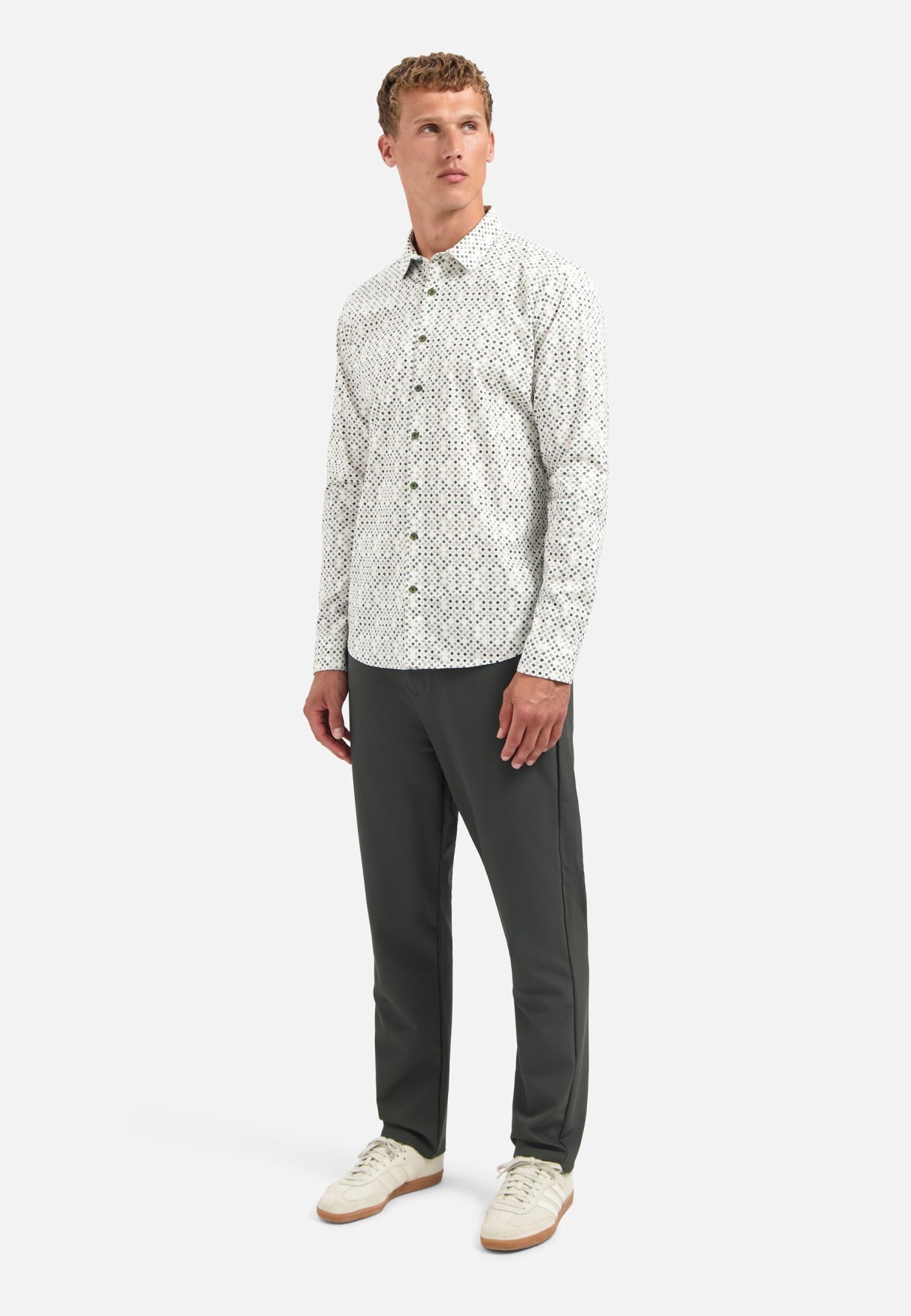 Printed stretch shirt | Dark Green