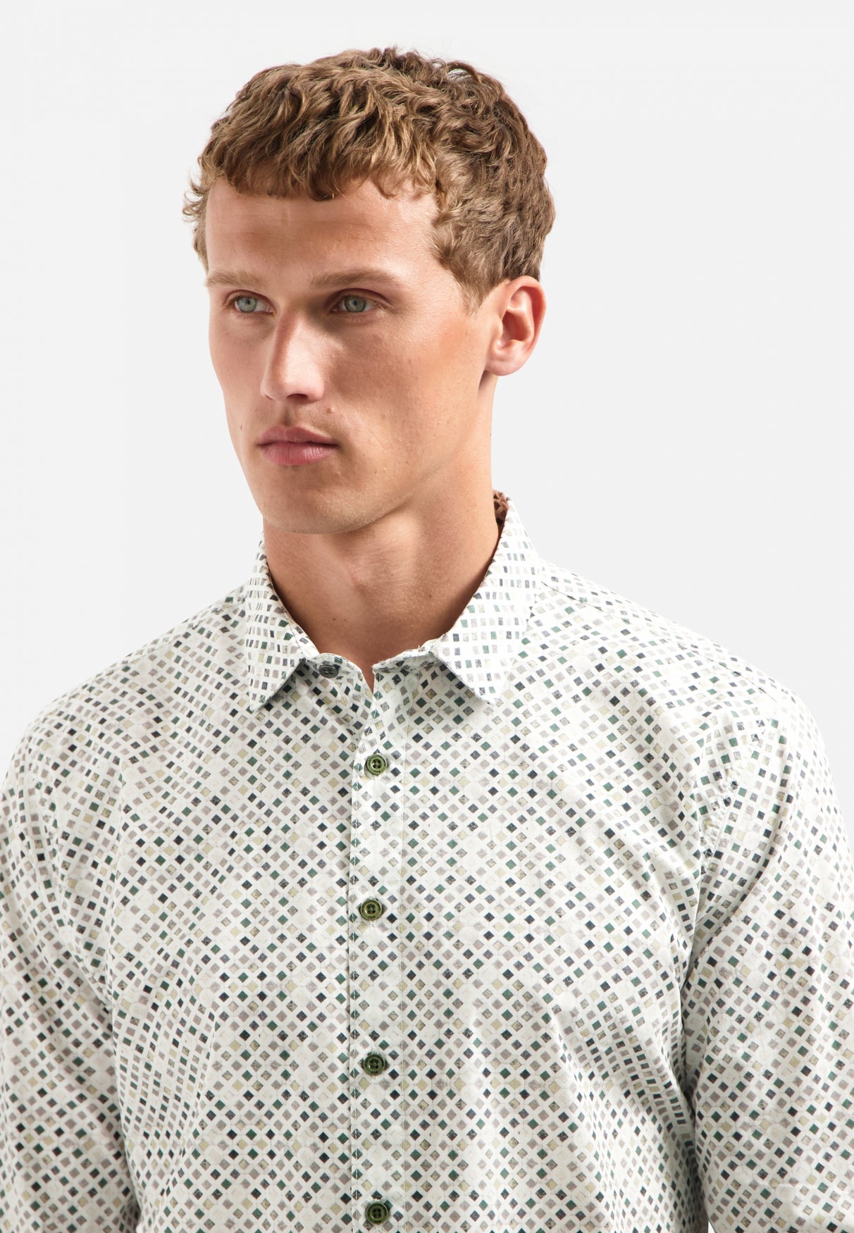 Printed stretch shirt | Dark Green