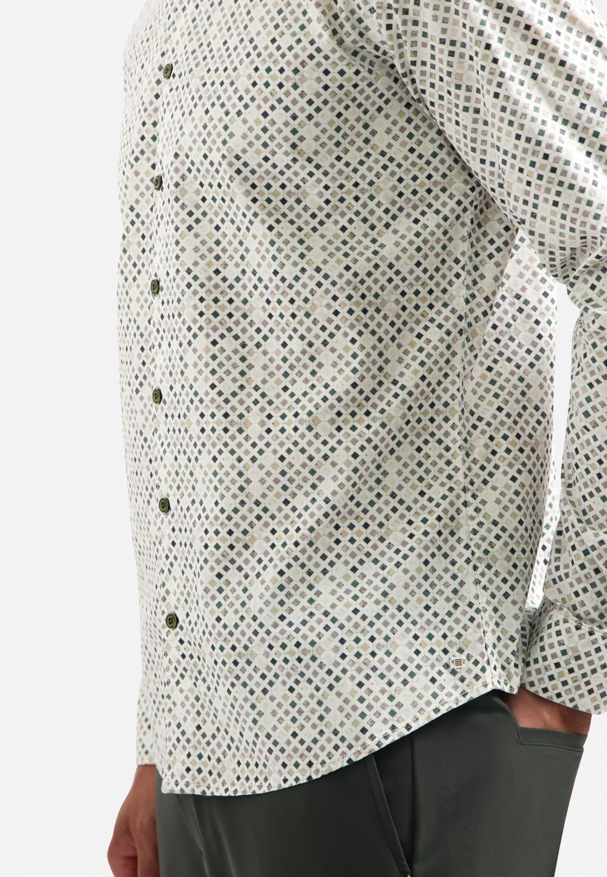 Printed stretch shirt | Dark Green