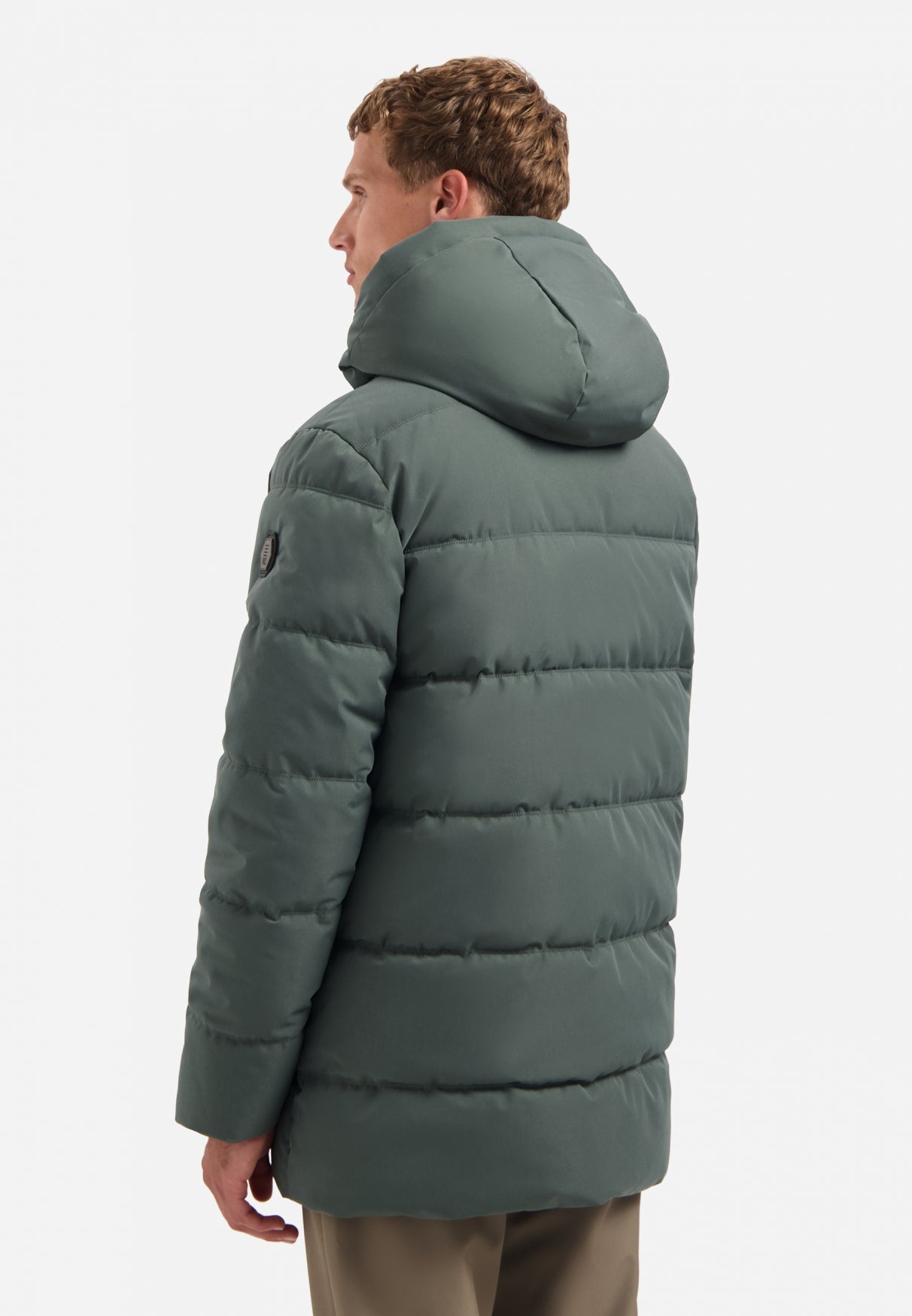 Long padded parka | Dark Steel