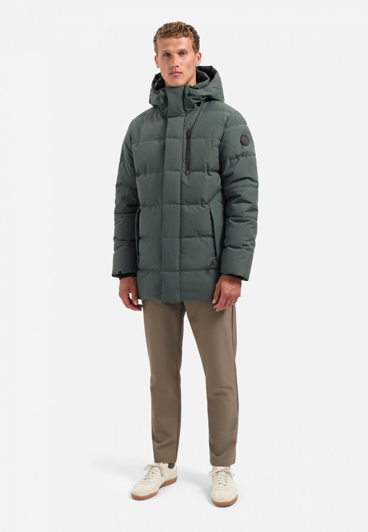 Long padded parka | Dark Steel