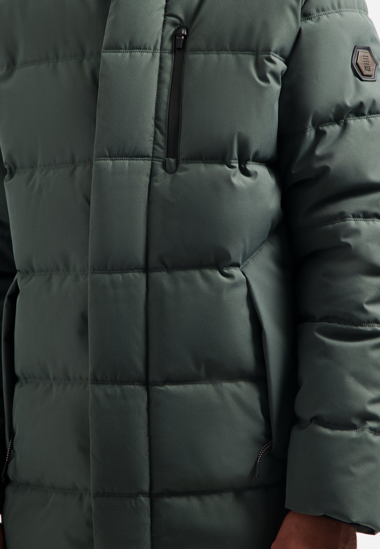 Long padded parka | Dark Steel