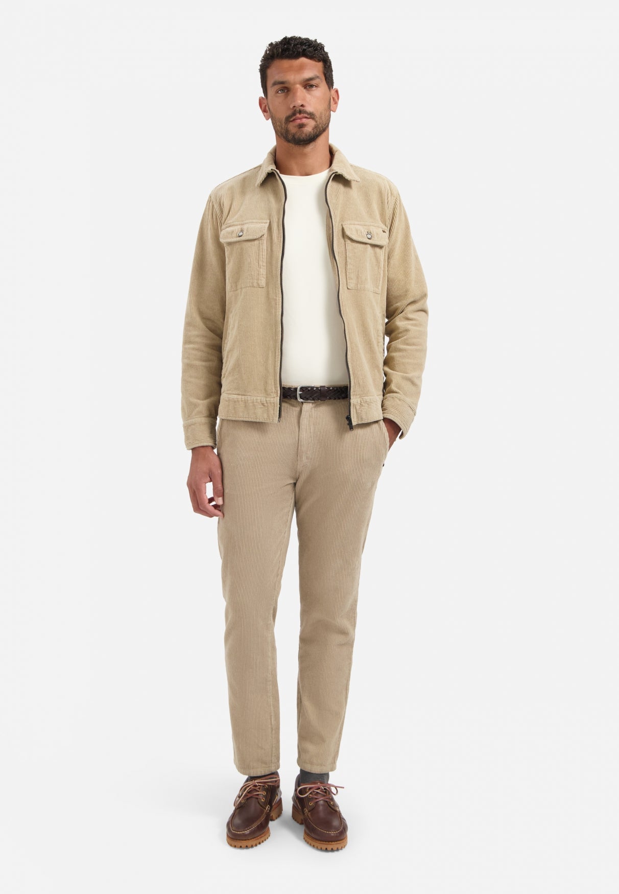 Ribbed corduroy trousers | Sand