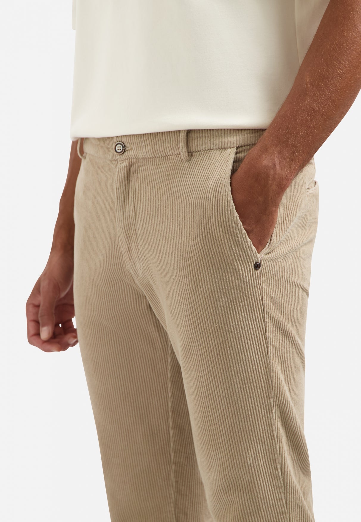 Ribbed corduroy trousers | Sand