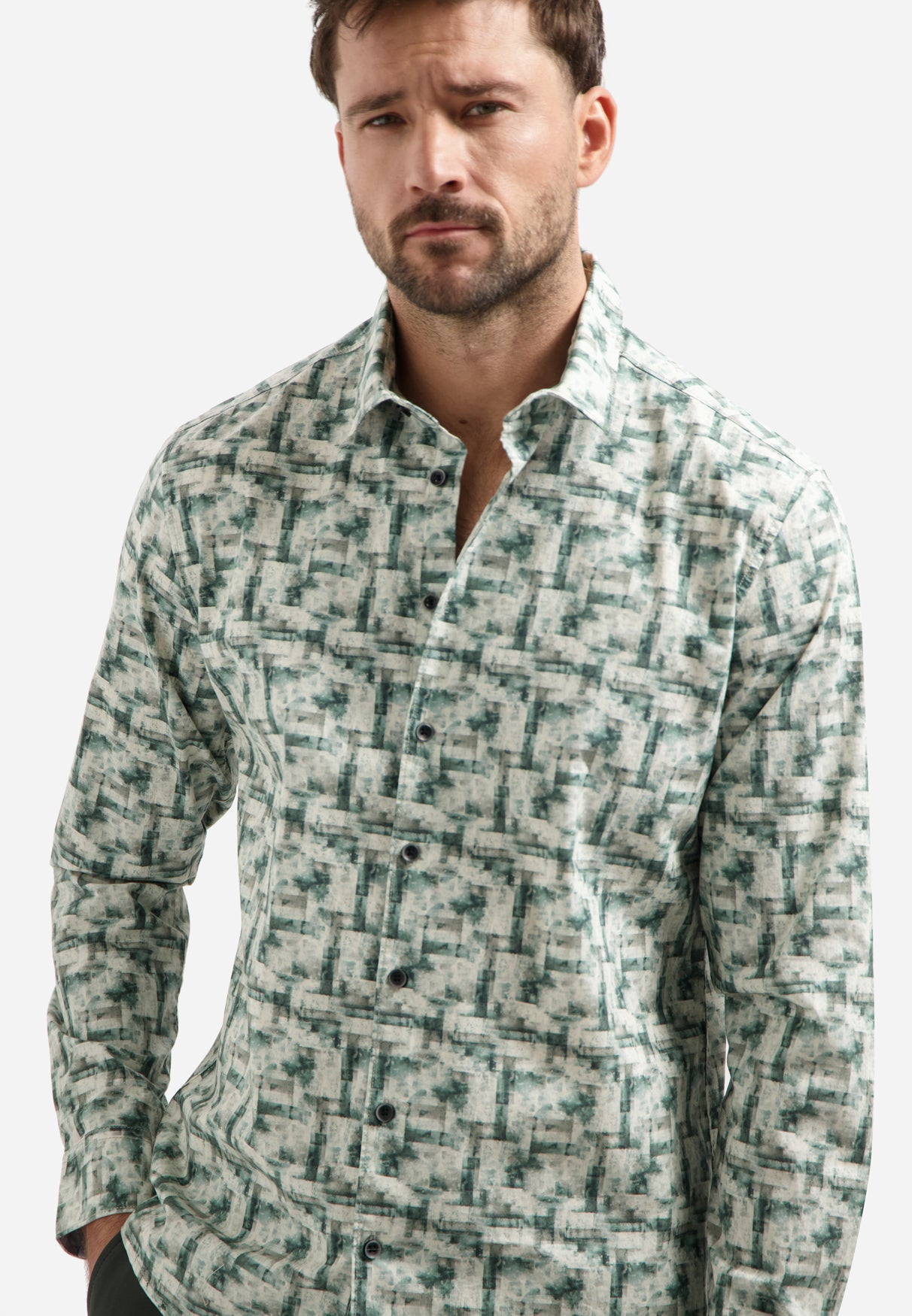 Printed stretch shirt | Seablue