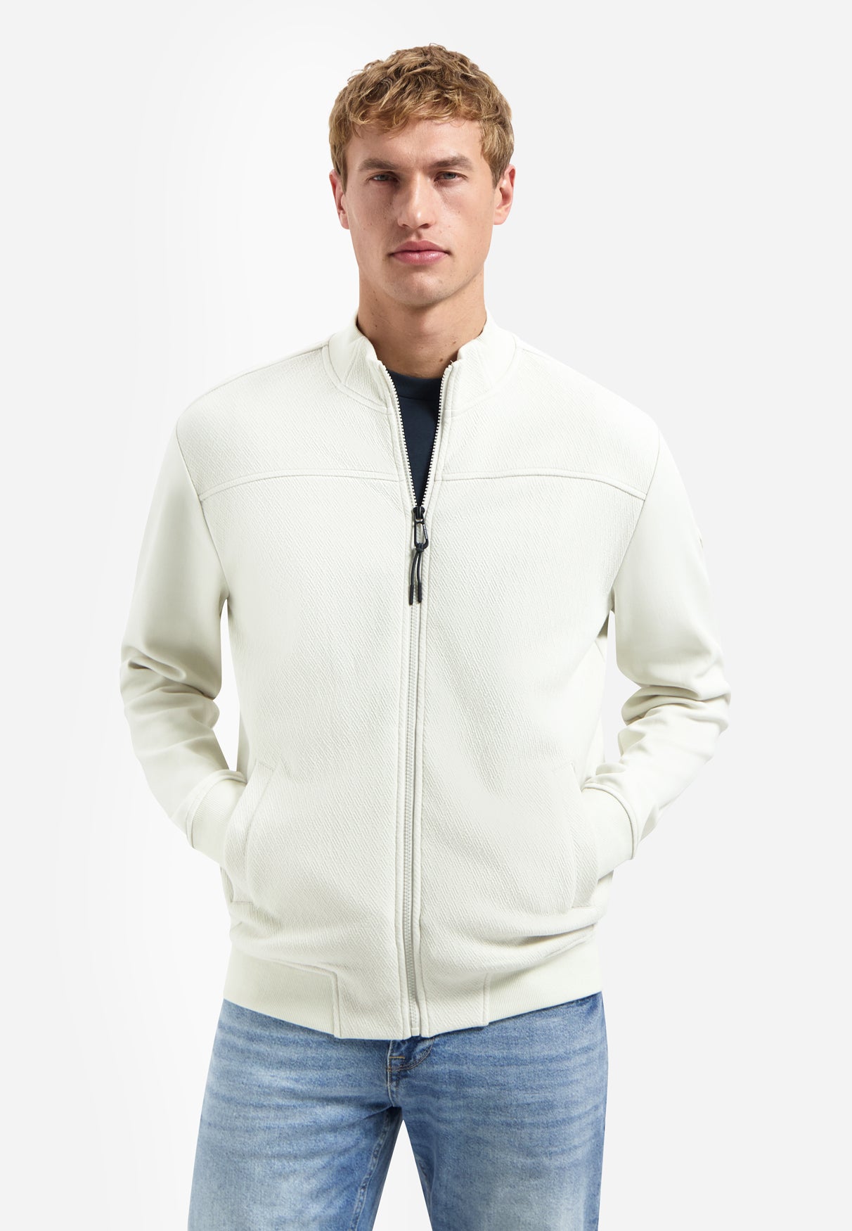 Sweat jacket with mixed textures | Kit