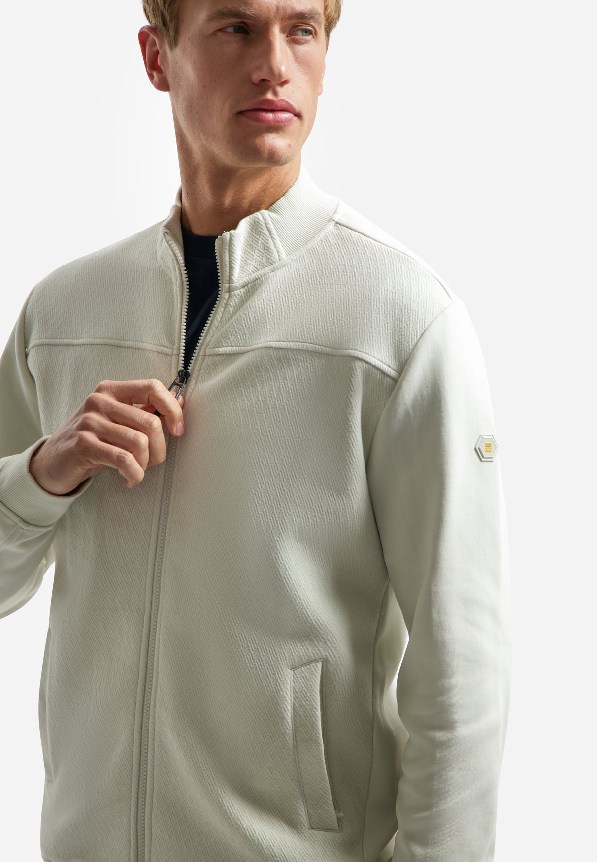 Sweat jacket with mixed textures | Kit