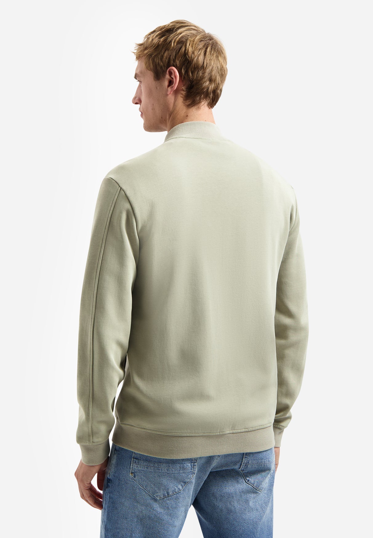 Sweat jacket with mixed textures | Taupe